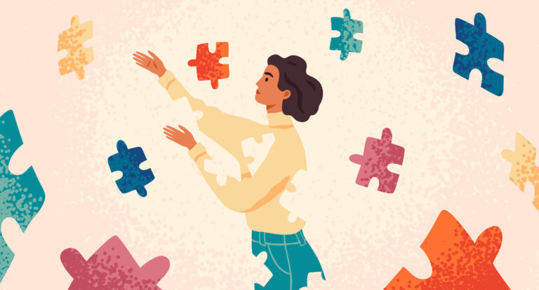 Self,Healing,,Recovery,Flat,Vector,Illustration.,Woman,Assembling,Herself,Cartoon
