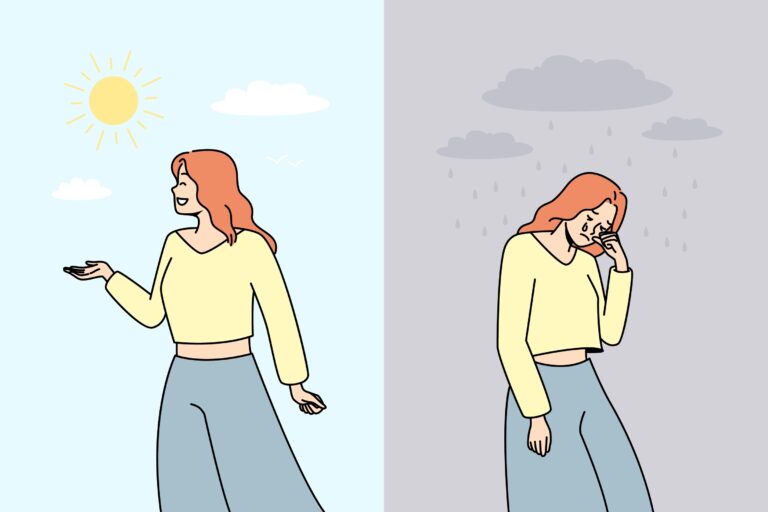 Woman,Happy,And,Unhappy.,Female,Suffer,From,Mood,Swings,Have